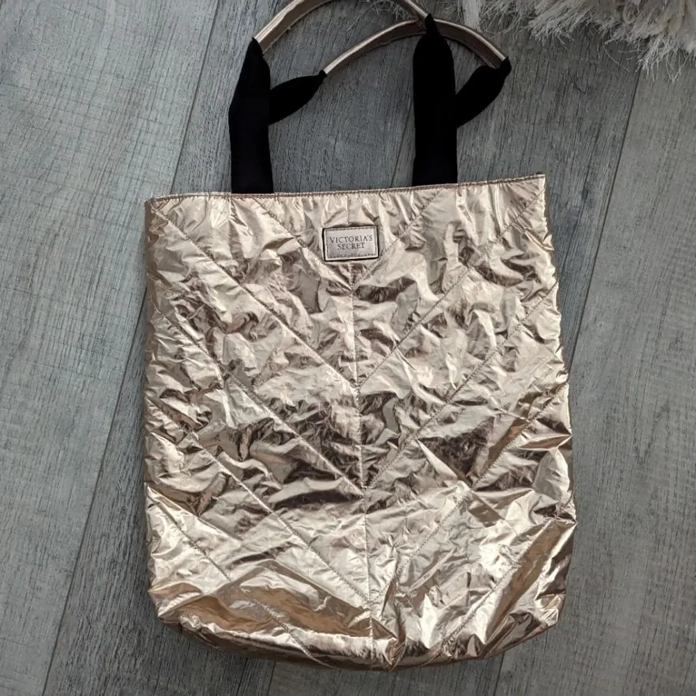 Victoria's secret Gold tote And cosmetic bag bundle